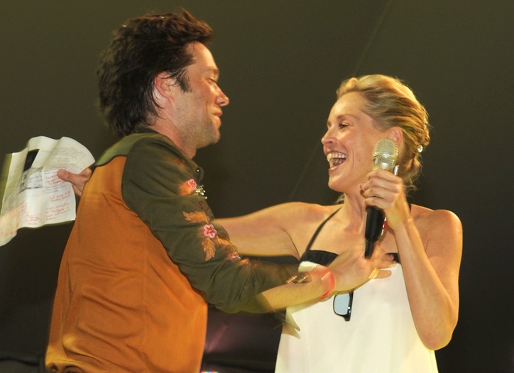 Sharon Stone Shimmies Watermill Party