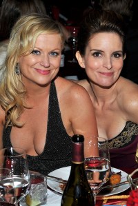 Amy Poehler in Stella McCartney with Tina Fey in Vivienne Westwood at the Governor's Ball, 2012.