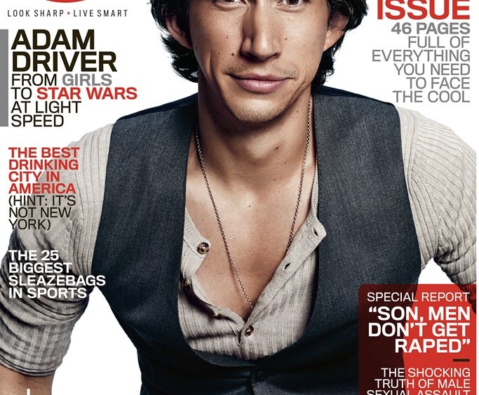 GQ featuring Adam Driver on its September cover.