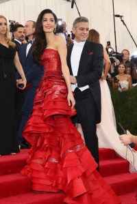 Amal Clooney in Margiela with George Clooney