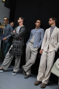 Backstage at Giorgio Armani Men's Spring 2016