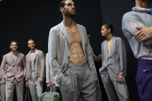 Backstage at Giorgio Armani Men's Spring 2016