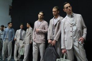 Backstage at Giorgio Armani Men's Spring 2016