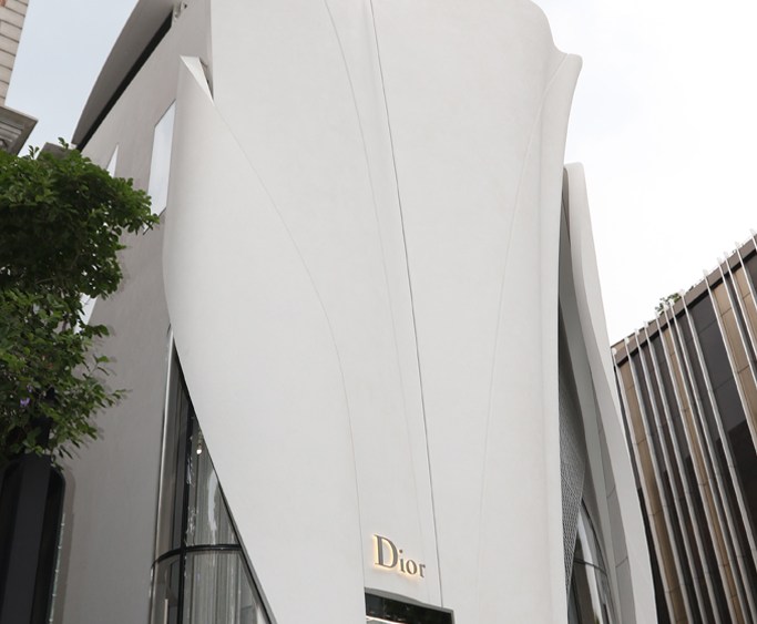 Exterior of Dior boutique in Seoul