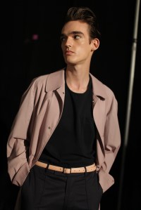 Model backstage at E.Tautz Men's RTW Spring 2016