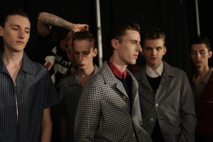 Models backstage at E.Tautz Men's RTW Spring 2016