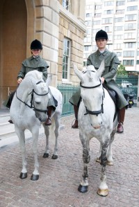 Riders on horses at the Hunter Presentation at the London Collections: Men Spring 2016