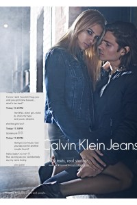 A visual from the Calvin Klein Jeans campaign for fall '15.