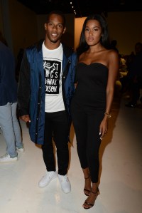 Victor Cruz Front Row at Ovadia & Sons Men's RTW Spring 2016