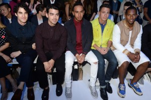Darren Criss, Joe Jonas, Lewis Hamilton, Colton Hayes and Victor Cruz.