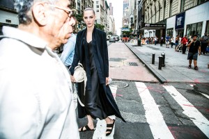 The Row’s cashmere coat and double silk satin dress