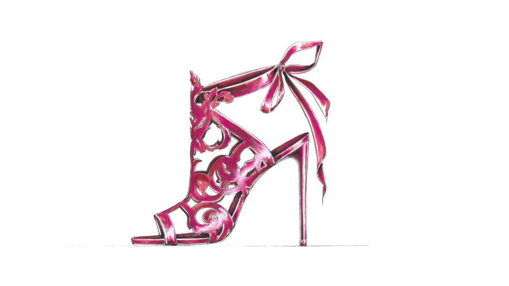 A sketch from Marchesa's footwear collection.