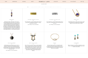 A screenshot of Pamela Love's new website.