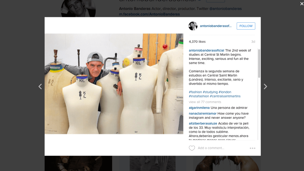 Antonio Banderas Central Saint Martins