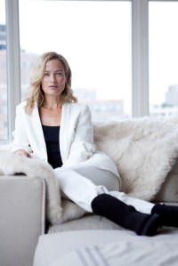 Carolyn Murphy in boots she designed for Ugg