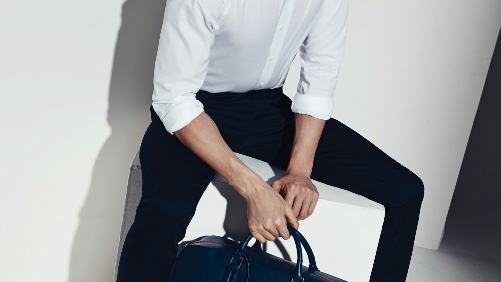 a menswear look from uri minkoff