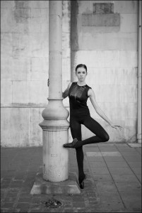 Dancer Katie Boren wearing product from Wolford's Ballerina Kits.