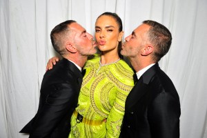 Dean Caten, Alessandra Ambrosio and Dan Caten amfAR Milano at Milan Fashion Week 2015