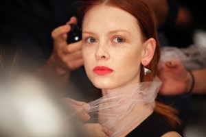 Backstage at Badgley Mischka RTW Spring 2016