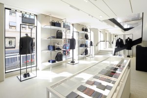 the main floor showcases leather goods