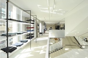 the ready-to-wear area on the upper level