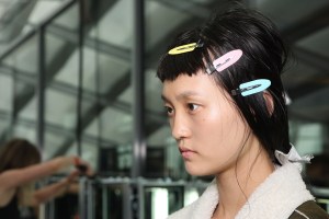 Backstage at Christopher Kane Spring 2016