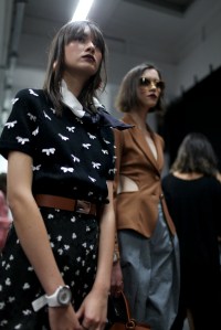 Backstage at Emporio Armani Sring 2016