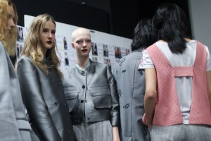 Backstage at Emporio Armani Sring 2016