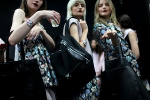 Backstage at Emporio Armani Sring 2016