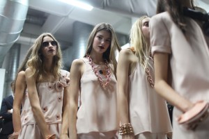 Backstage at Emporio Armani Sring 2016