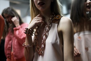 Backstage at Emporio Armani Sring 2016