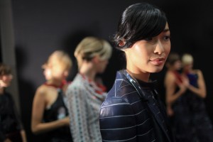 Backstage at Giorgio Armani Spring 2016