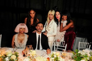 Nicki Minaj, Joan Smalls, Riccardo Tisci, Donatella Versace, Mariacarla Boscono, Naomi Campbell at the Givenchy party in Milan