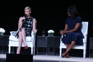 Actress Charlize Theron and First Lady Michelle Obama.