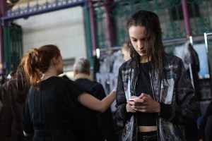 Backstage at Julien Macdonald Spring 2016
