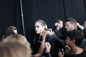 Backstage at Julien Macdonald Spring 2016