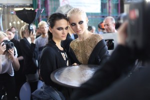 Backstage at Julien Macdonald Spring 2016