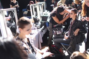Backstage at Julien Macdonald Spring 2016