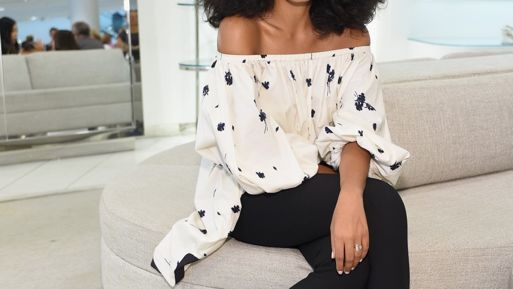 Solange Knowles trying on a pair of Malone Souliers at Nordstrom
