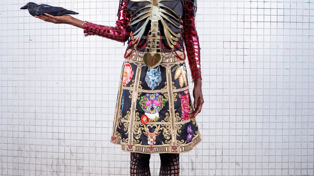 Debra Shaw in Manish Arora fall-winter looks.