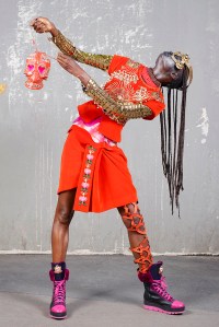 Debra Shaw in Manish Arora fall-winter looks.