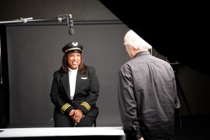Nia Wordlaw and Timothy Greenfield-Sanders on the set of “American Masters: The Women’s List."