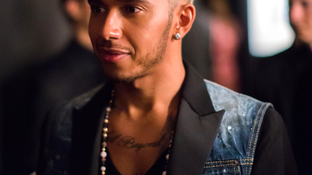 Lewis Hamilton at Moncler Art for Love exhibit