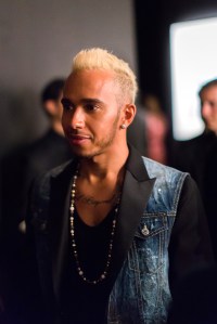 Lewis Hamilton at Moncler Art for Love exhibit