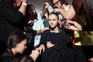 Backstage at Moschino Spring 2016