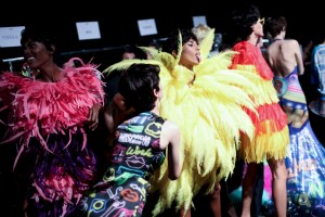 Backstage at Moschino Spring 2016