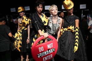 Backstage at Moschino Spring 2016