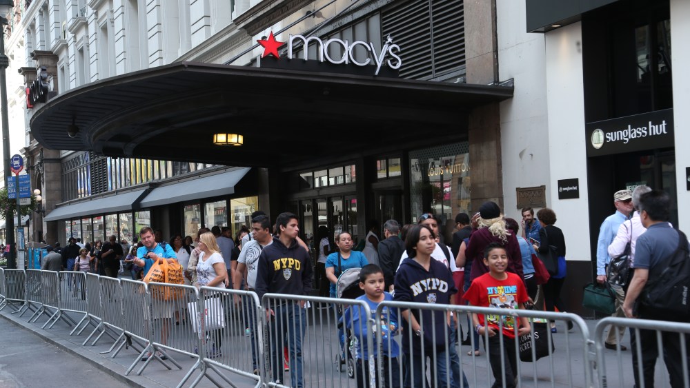 Barricades outside Macy's on Friday near the Pope's visit to Madison Square Garden.