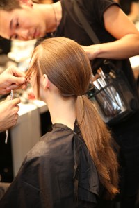 Backstage at Prada RTW Spring 2016