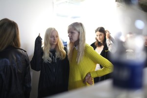 Backstage at Thomas Tait Spring 2016